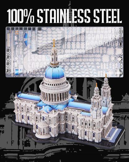 Piececool 3D Metal Model Kits St. Paul's Cathedral Building Blocks 3D Metal Puzzles for Adult Brain Teaser DIY Model Jigsaw Gift