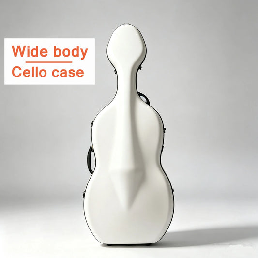 Wide Body Cello Box Carbon Fiber 4/4 Hard Box with Roller Strap and Drawstring