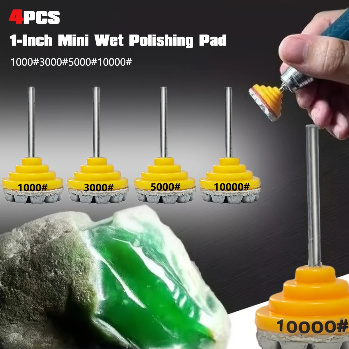 4pcs 1-Inch Integrated Wet Polishing Pads, Professional Jade Polishing Tools High Precision Grinding Discs for Jade Carving Gem