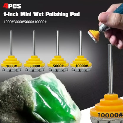 4pcs 1-Inch Integrated Wet Polishing Pads, Professional Jade Polishing Tools High Precision Grinding Discs for Jade Carving Gem