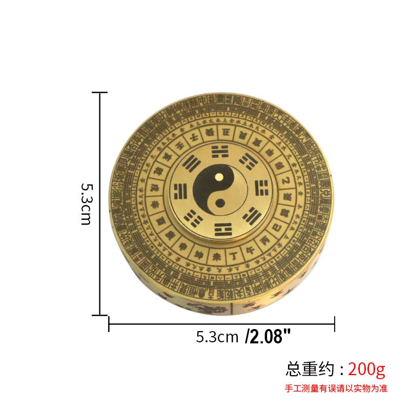 Feng Shui Brass Compass Mini PortableTai Chi Bagua Luo Pan Four Divine Beasts Zodiac 360 degree rotation Unzip Toy Gyroscop