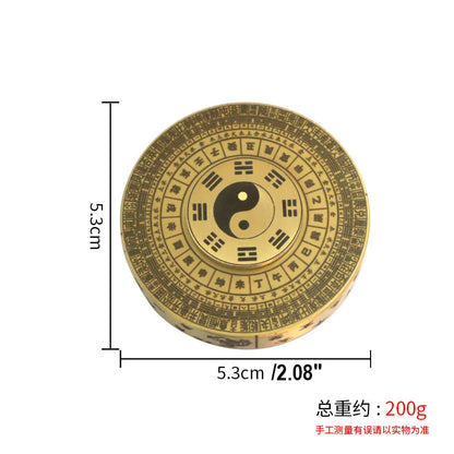 Feng Shui Brass Compass Mini PortableTai Chi Bagua Luo Pan Four Divine Beasts Zodiac 360 degree rotation Unzip Toy Gyroscop