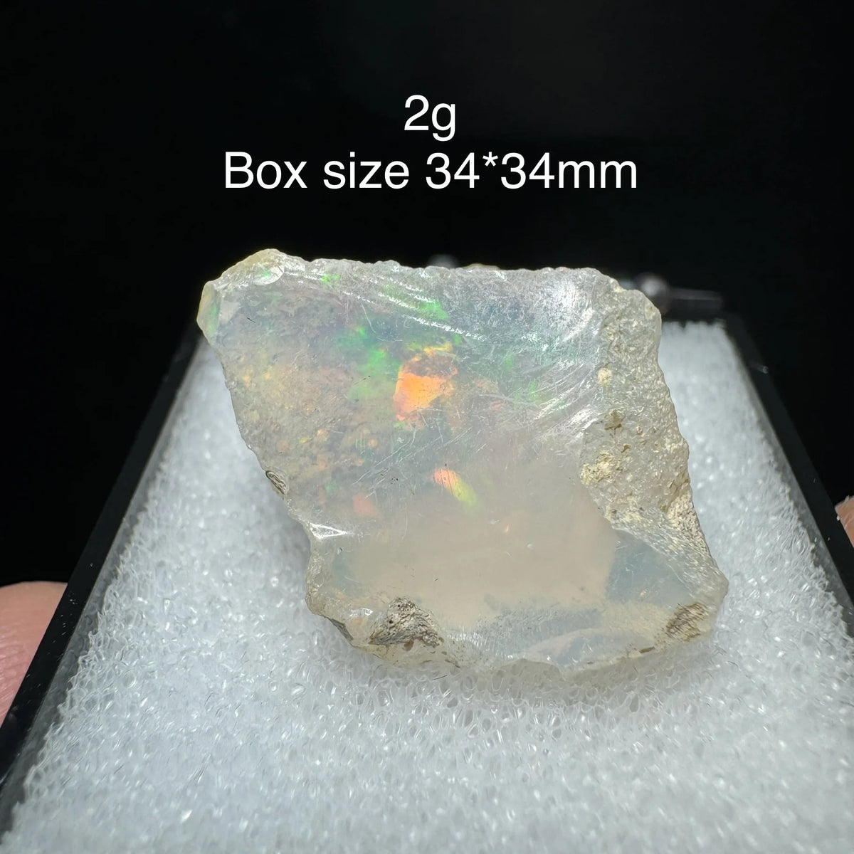Natural Rare Colorful Ethiopia Opal (No Need Water) Gem Mineral Specimen Box Size:34X34mm (Need Lighting) Sunlight Best