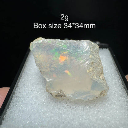 Natural Rare Colorful Ethiopia Opal (No Need Water) Gem Mineral Specimen Box Size:34X34mm (Need Lighting) Sunlight Best