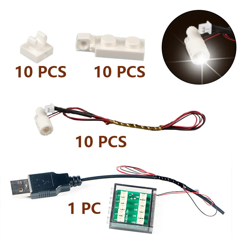 10pcs Terminal Led Searchlight MOC For Lego Light Table Lamp Multifunctional DIY Spotlight Black Building Block 1219