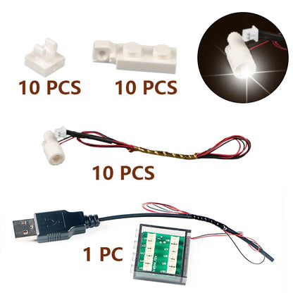 10pcs Terminal Led Searchlight MOC For Lego Light Table Lamp Multifunctional DIY Spotlight Black Building Block 1219