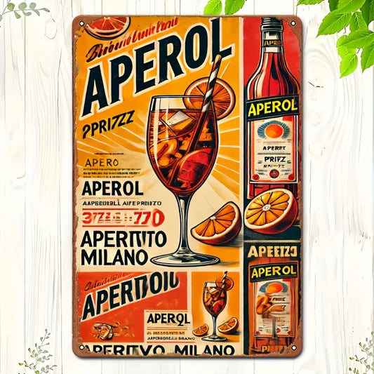 Vintage Aperol Spritz Metal Sign - Retro Wall Art, Iron Decor for Bar, Cafe & Kitchen, Artistic Novelty Gift with Classic Cockt