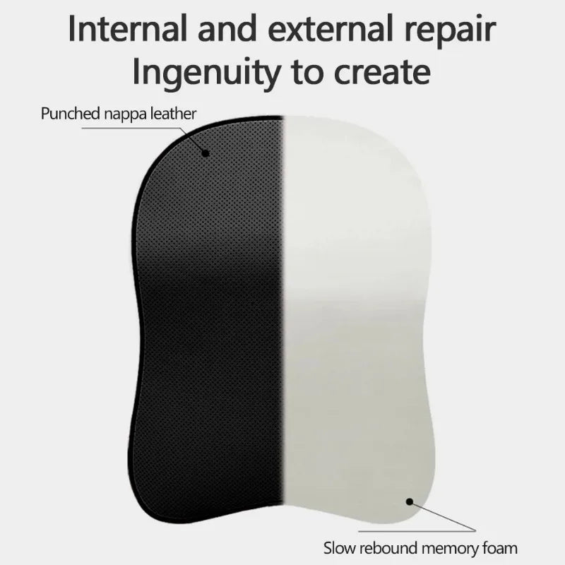 3D Nappa PU Leather Headrest Memory Foam Car Neck Pillow - Travel Pain Relief Support for Car Neck Comfort