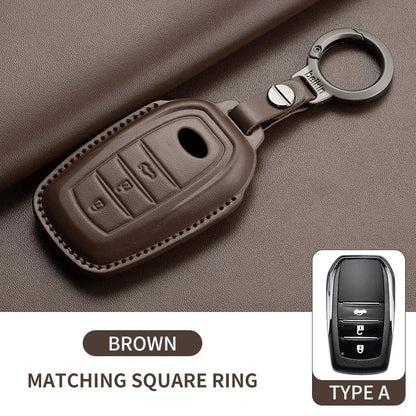 New Leather Car Remote Key Case Cover Shell For Toyota Prius Camry Corolla Avalon CHR RAV4 Land Cruiser Prado Keyless Key Fob