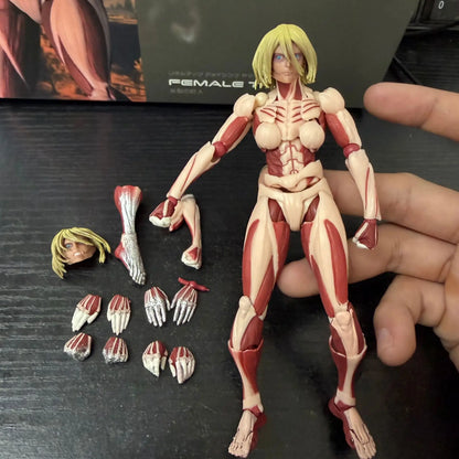 Kaiyodo Attack on Titan The Female Titan Annie Leonhart Revoltech Yamaguchi Anime Action Figures Figurine Ko Model Toys Gift
