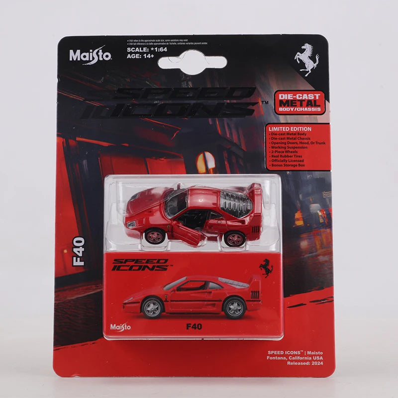 MAISTO 1:64 Ferrari F40 Card Version Alloy Model Car