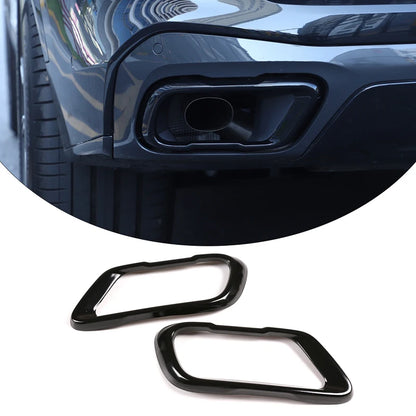 2Pcs Glossy Black Stainless Steel Car Exhaust Muffler Pipe Tip Cover Trim For BMW X5 G05 X6 G06 X7 G07 2019-2025 Accessories ﻿
