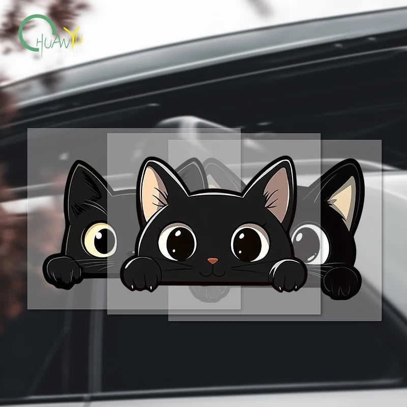 Black kitten cartoon cute car body scratch cover personal creative waterproof electric bike motorcycle sticker decal