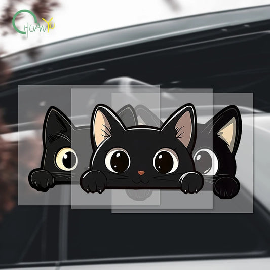 Black kitten cartoon cute car body scratch cover personal creative waterproof electric bike motorcycle sticker decal