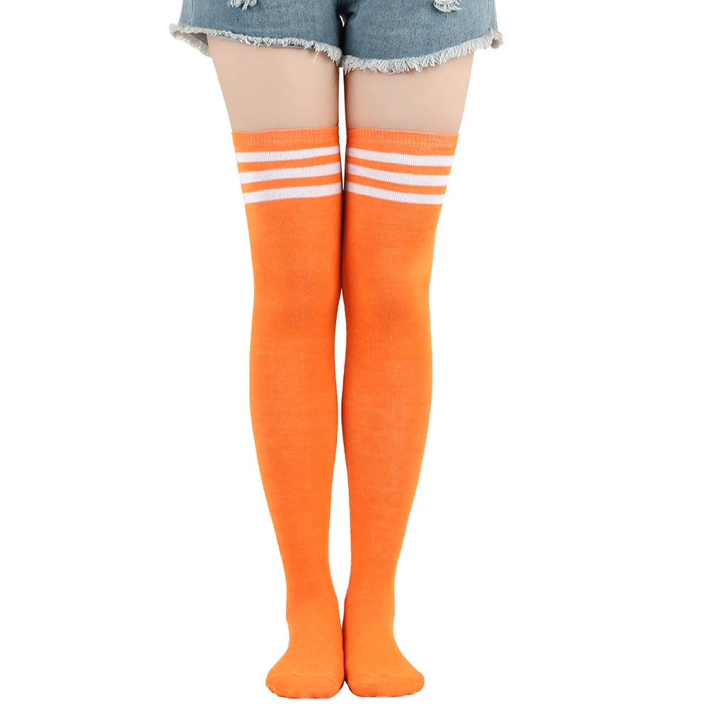 Women Jk Stockings Halloween Party Cosplay Socks Over Knee Thigh Socks Warm Stocking Women Boot Sock Triple Stripe Long Socks