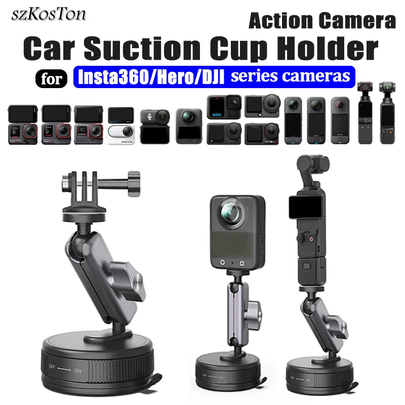 Suction Cup Camera Car Mount for Insta360 X6 X5 X4 GO Ultra ACE PRO 2 GO 3S Vehicle Windshield Holder 360 Adjustable Accessories