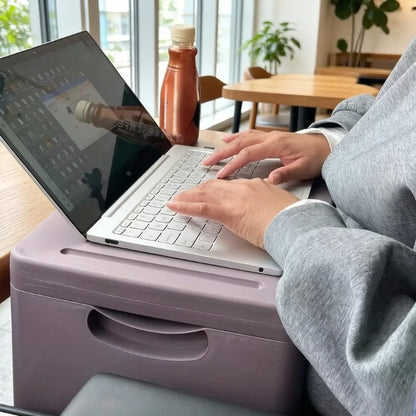 Folding Lap Desk with Storage Dividers - Sturdy Laptop Tray & Serving Desk, Portable Bed Table with Organizer Compartments