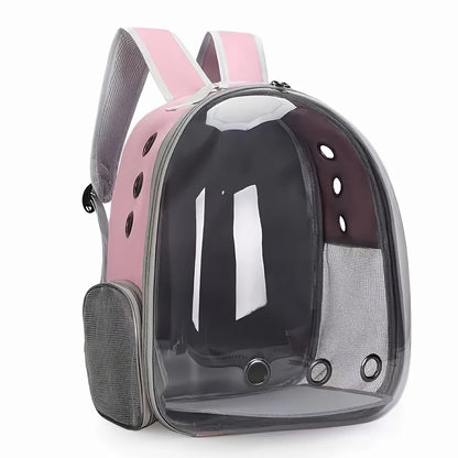 Space Capsule Pet Backpack - Breathable Transparent Travel Carrier for Cats and Small Dogs with Zippers, Portable for Outdoor