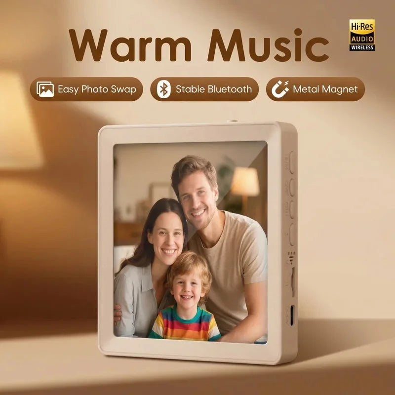4" DIY Photo Frame Wireless Bluetooth Speaker Magnetic Design Desktop Picture Decor Audio Support Recording TF Card Playback
