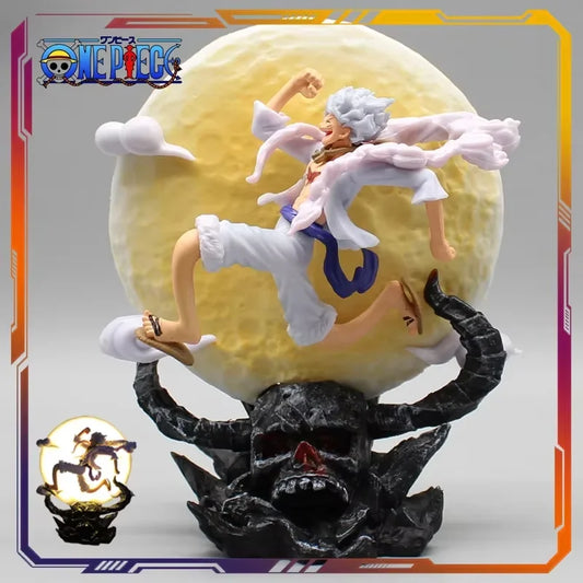 Figurine d'anime One Piece de 15 cm, fée de la lune Nika Monkey D Luffy Gear 5 avec lumière lunaire, figurine d'action, modèle d