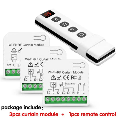 Wifi Rf Curtain Switch Tuya Smart Life Roller Shutter Module 433mhz 5-IN-1 Remote Control,for Garage Door Window Blinds Alexa