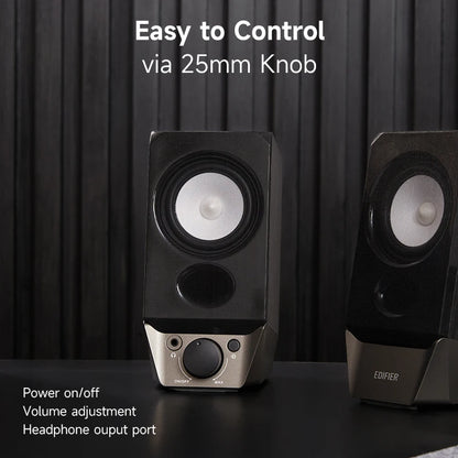 Edifier R19BT Powered Computer Speakers with Bluetooth V5.3 AUX Input 2W+2W Output Power Strong Bass USB-A for PC Tablet Laptop