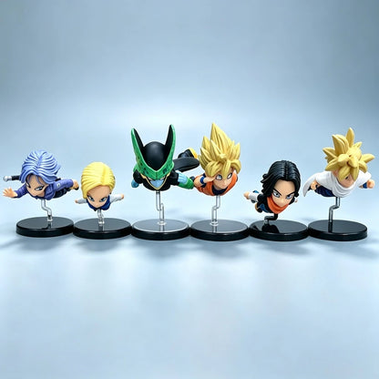 Dragon Ball Z Flying Figures Complete Set With Support Stands Q Version Anime Statue Model Desktop Collectible Ornament Toy Gift
