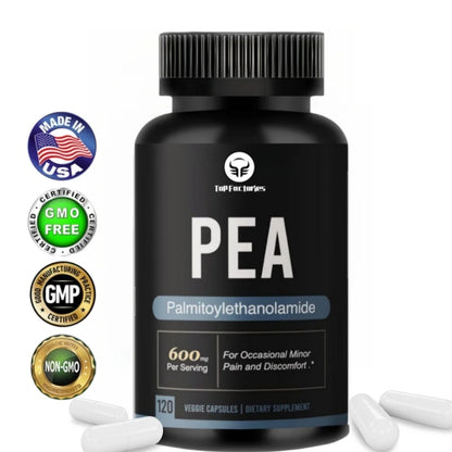 Top Factories 600mg Palm Oil Ethanolamide 99% Containing Lutein and Quercetin, High Absorption, Pea Supplement 120 Capsules