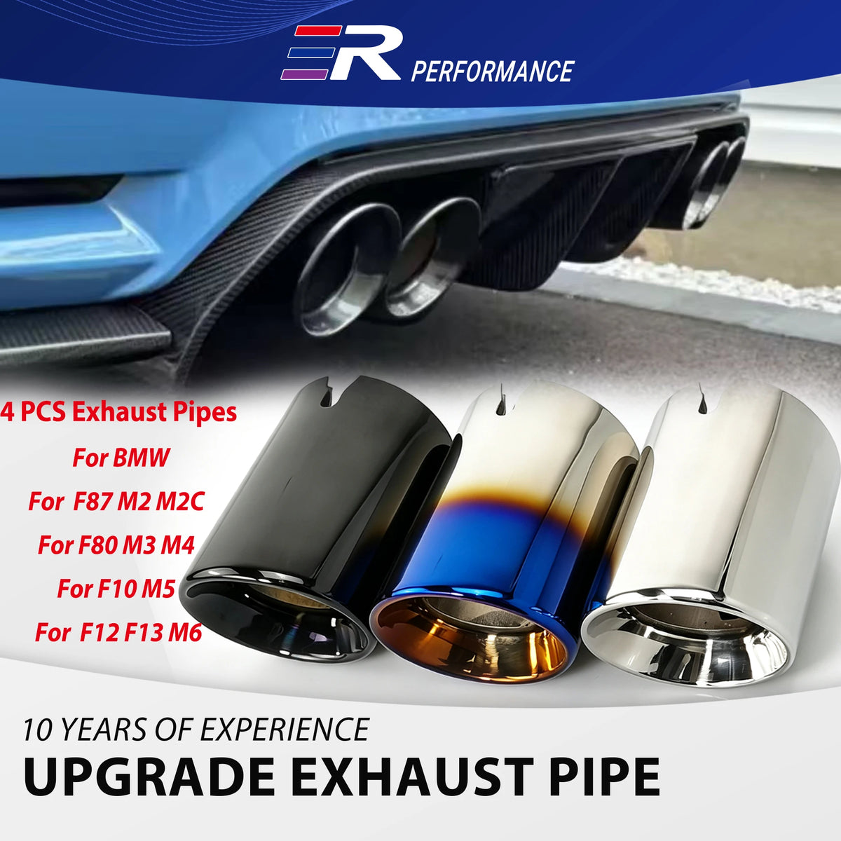 4 Pcs Exhaust Tips For BMW F87 M2 M2C F80 M3 F82 F83 M4 F10 M5 F12 F13 M6 Stainless Car Accsesories Muffler Tail Tips Modify