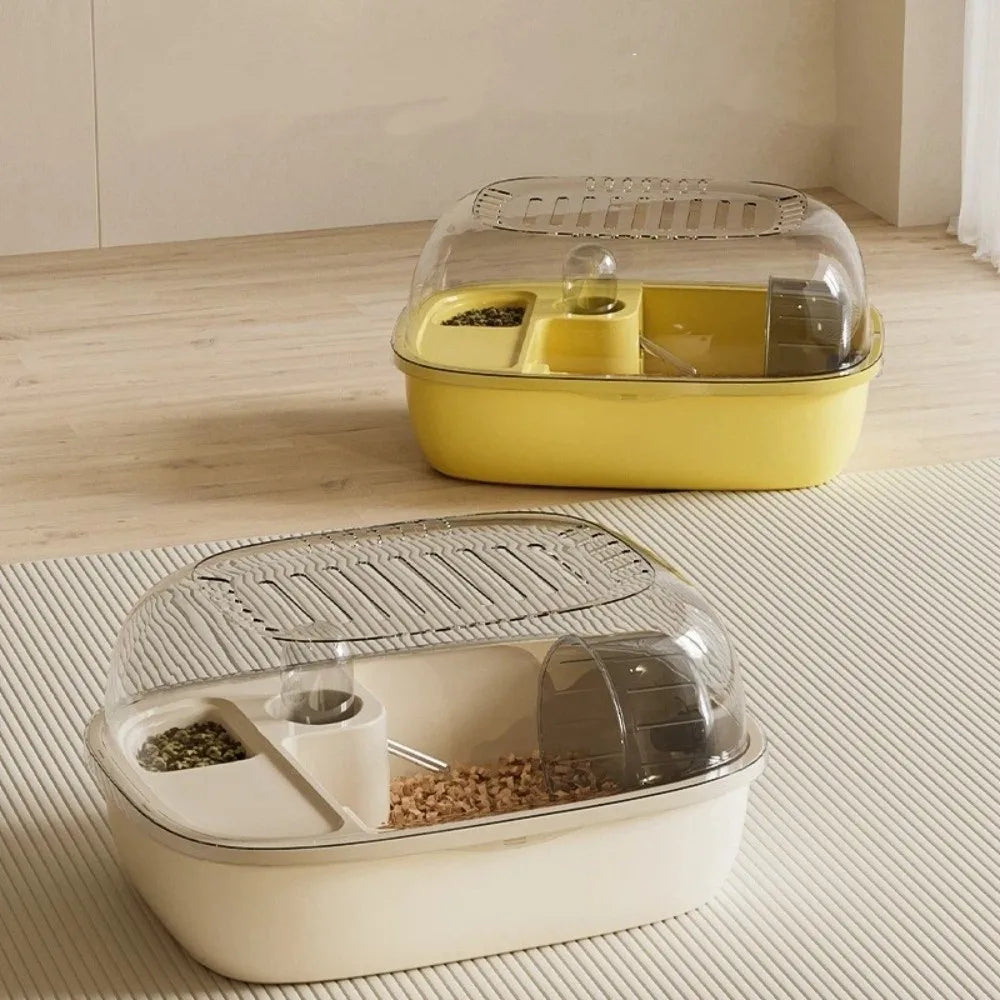 Multi-functions Double Layer Hamster Cage Large Space Visible Pet Habitat House Breathable Translucent Hamster Villa Pet Travel