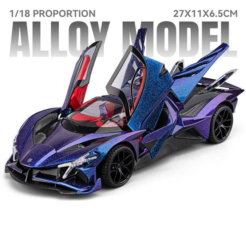 1:18 Apollo Project EVO Alloy Sports Car Model Diecast Metal Concept Racing Car Vehicle Model Sound and Light Childrens Toy Gift