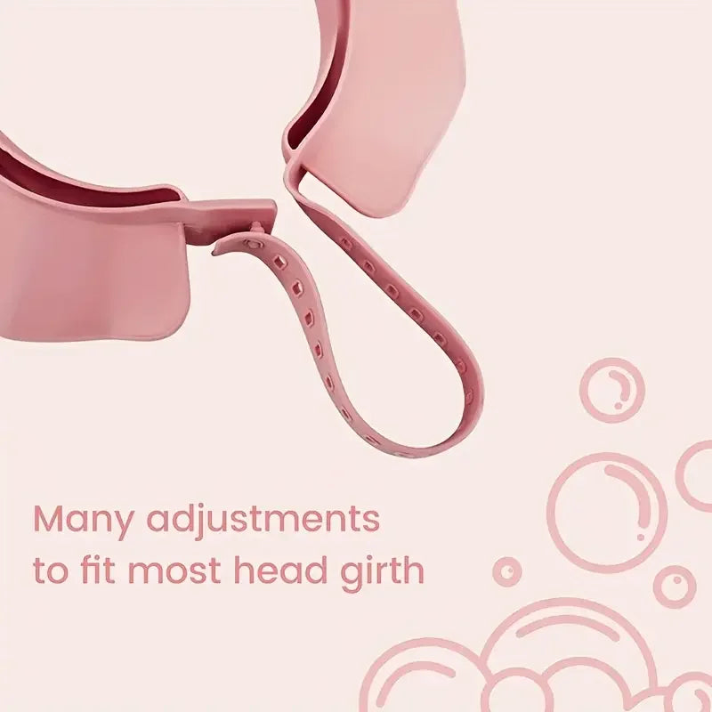 1pc Baby Adjustable Shower Cap Ear Protection Safe Shampoo Bathing Soft Hat Tpe Material Reusable Multi-Functional Sun Hat