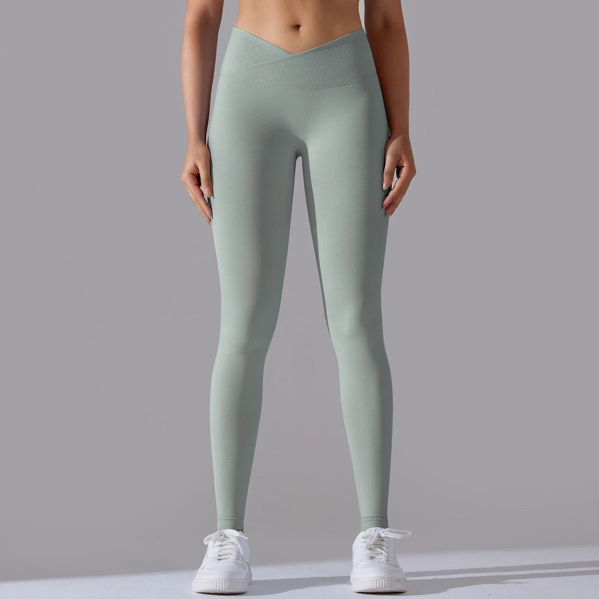 Crossover Waist Women Yoga Leggings Hips Lifting Gym Leggings Seamless Sport Pants High Waist Fitness Leggings Workout Running