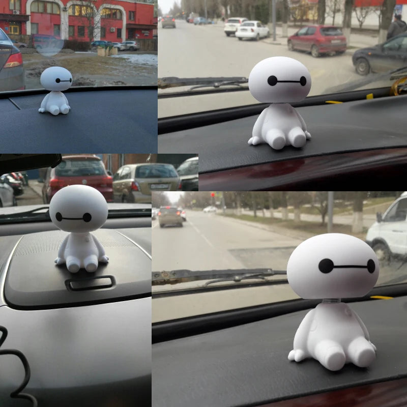 Car Ornaments Cute Shaking His Head Big White Robot Doll Car Ornaments Toy Accessories