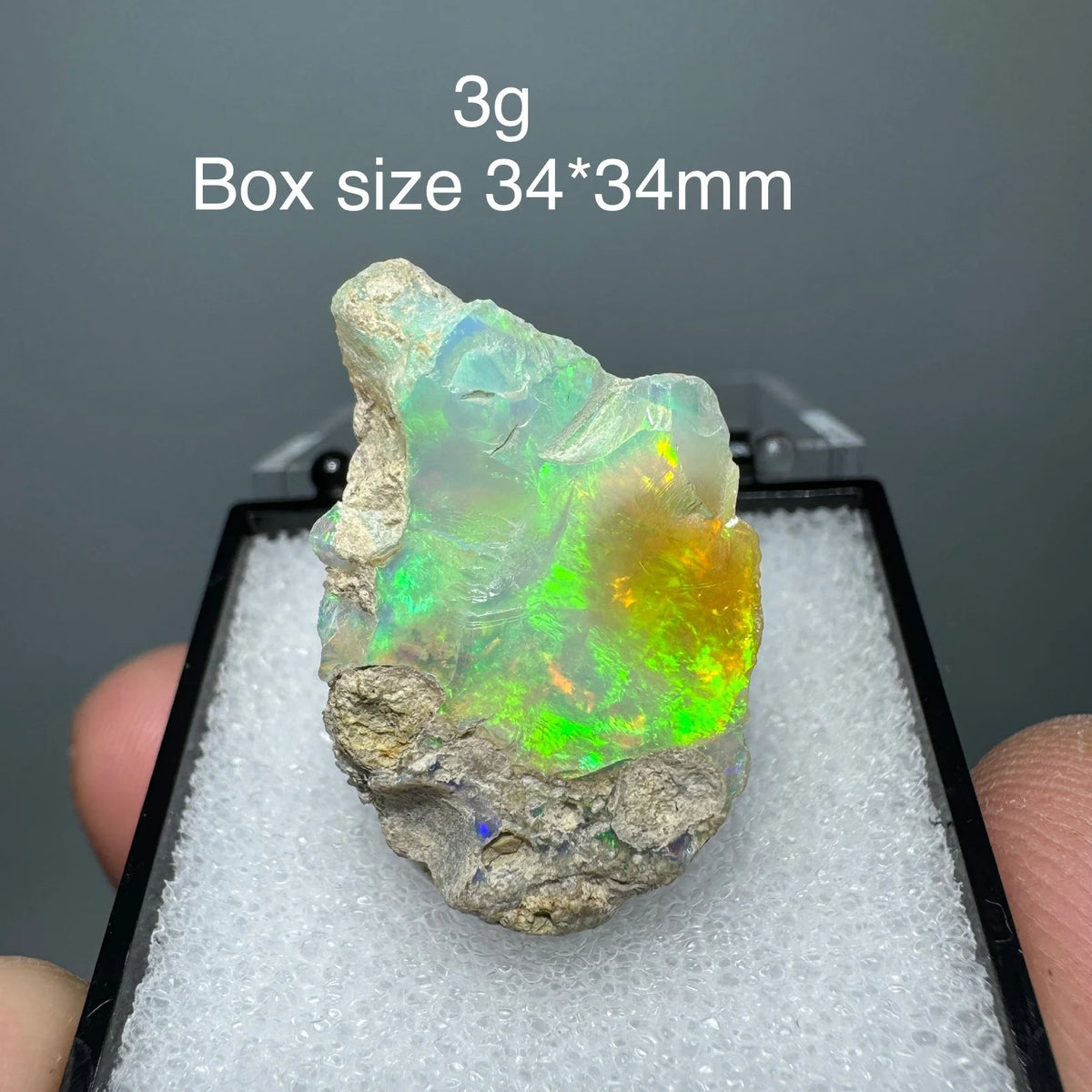 Natural Rare Colorful Ethiopia Opal (No Need Water) Gem Mineral Specimen Box Size:34X34mm (Need Lighting) Sunlight Best