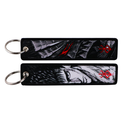 Cool Man Embroidery Key Fobs Keychains for Women Anime Key Tags Keyring Accessories Toys Gift