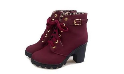 2025 New Spring Winter Fashionable Versatile Women Boots Lace-up Fashionable Versatile Ladies Shoes Comfortable High Heels Boots