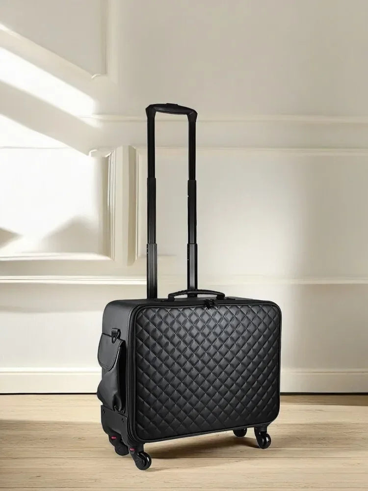 Professional Cosmetic Artist Trolley Case - Water-Resistant Oxford Cosmetic Organizer Featuring Multi-Layer Compartments Beauty