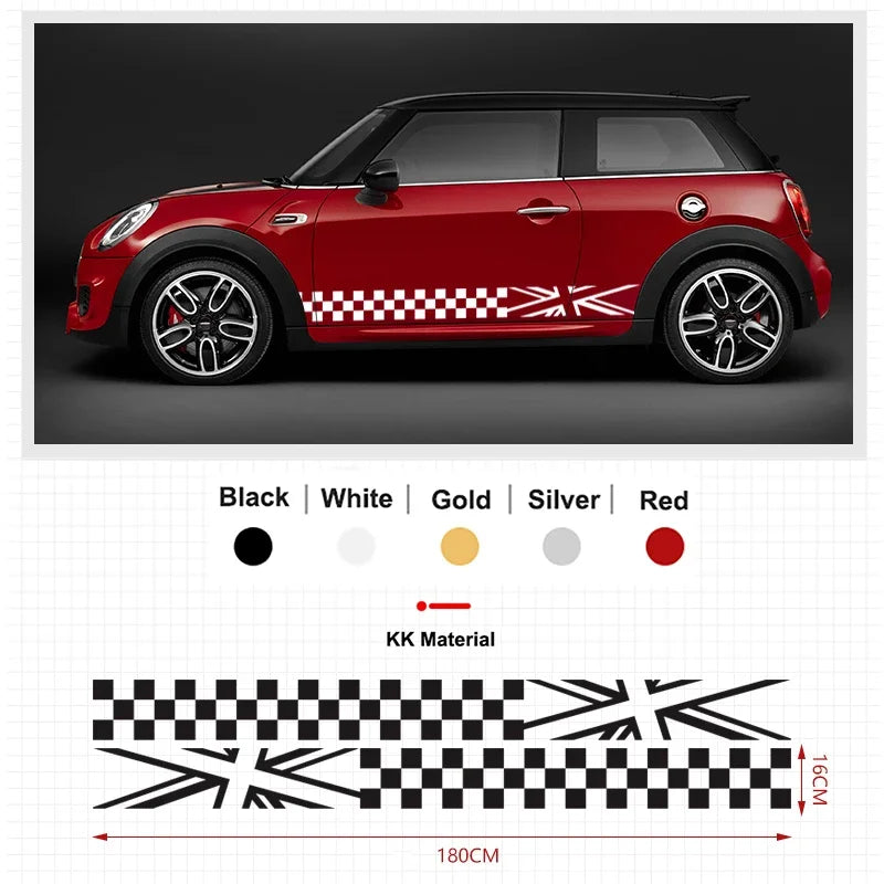 2Pcs Car Side Door Body Waist Skirt Decal Stickers Trim For MINI Cooper ClubmanF54 F55 F60 R55 R56 R60  Countryman Accessories