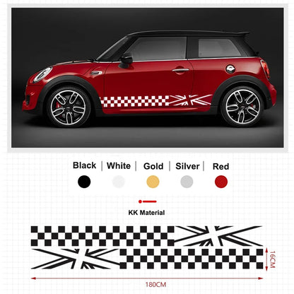 2Pcs Car Side Door Body Waist Skirt Decal Stickers Trim For MINI Cooper ClubmanF54 F55 F60 R55 R56 R60  Countryman Accessories
