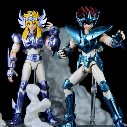 BLOKEES Saint Seiya 40TH Gold Saint EX Cygnus Hyoga Pegasus Seiya Buildable Statue Spare Hands Golden Paint Collectible Toy Gift