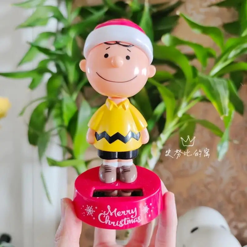 Snoopy Christmas Ornament Cartoon Kawaii Christmas Snoopy Car Mounted Solar Ornament Figurine Surprise Gift for Friends