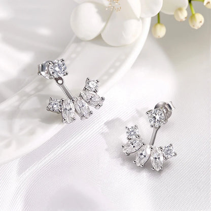 Smyoue Certified All Moissanite Drop Earrings for Women Detachable Earcuff Party Jewelry Pure 925 Silver Stud Earring 2 Use Way