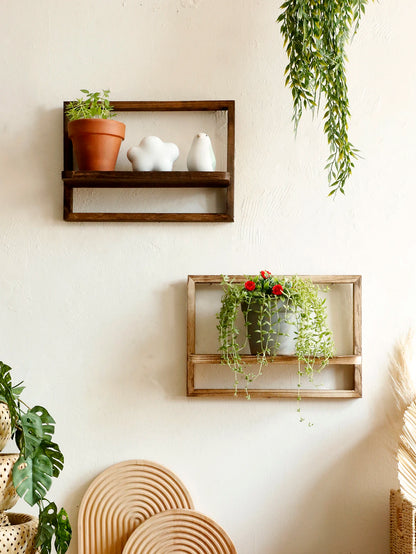 Rustic Wood Floating Shelves for Wall Decorative Wall Mounted Storage Display Shelf Plants Small Items Wooden Hanging Shelves
