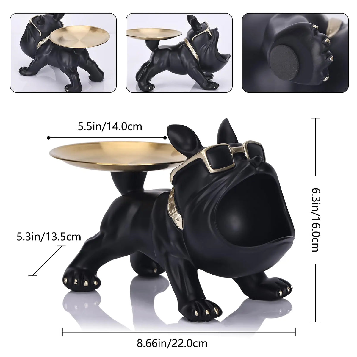 Resin Dog Figurine Statue Craft Animal Ornament with Storage Box Puppy Sculpture Home Decor Artwork