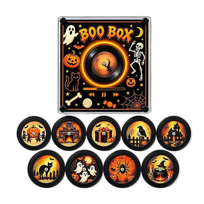 Christmas NFC Magnetic Vinyl Record Player with 9 Replaceable Discs LED Ambient Light Touch-Play Music Box Home Fridge Ornament