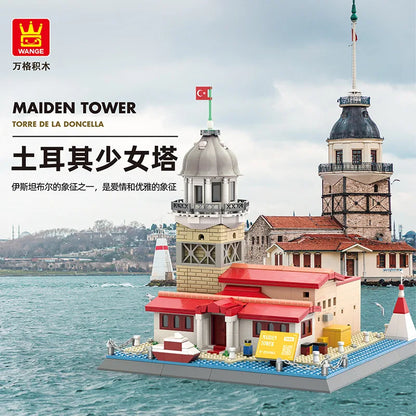 WANGE City Architecture Sydney Opera Santorini Building Blocks Chamartin Stadium Mosque Assembled Model Collection Toys For Gift