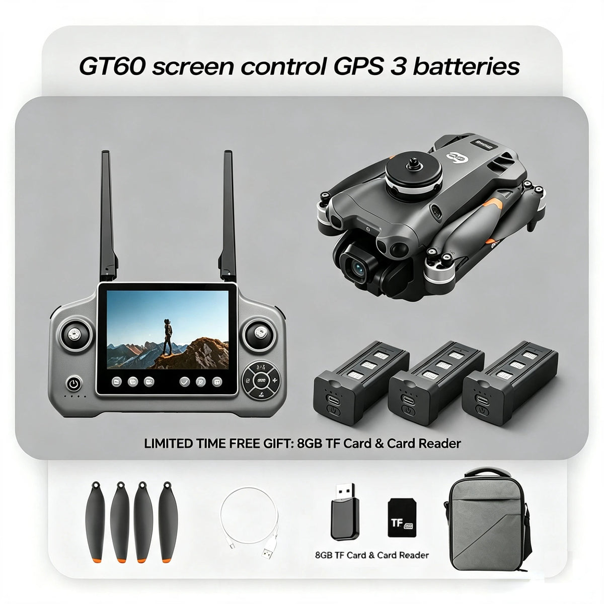 New 2026 GT60 Airdrop Drone GPS Return 5G 6K HD Camera Screen Remote Omnidirectional Obstacle Avoidance Dron RC Toy Best Gift