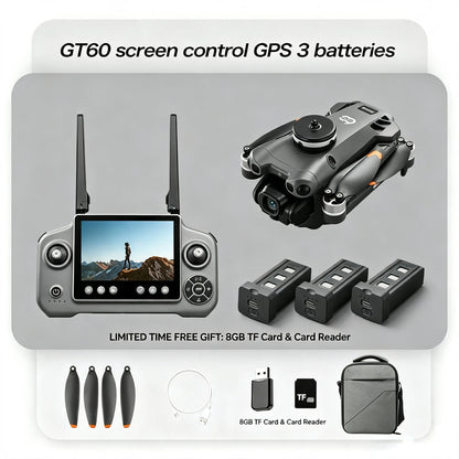 New 2026 GT60 Airdrop Drone GPS Return 5G 6K HD Camera Screen Remote Omnidirectional Obstacle Avoidance Dron RC Toy Best Gift