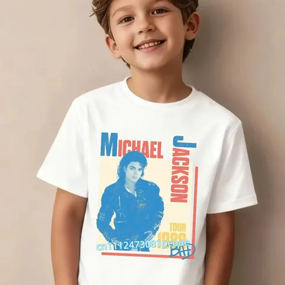 King of Pop Michael Jackson Children T-Shirt Cartoon Cotton Tops Kid Boy Girl MJ Tee Shirts Casual Clothes Birthday Gift 2026